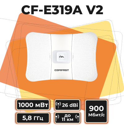Точка доступа CF-E319A V2 (5.8 ГГц, до 11 км, уличная, гигабитная) Точка доступа CF-E319A V2 (5.8 ГГц, до 11 км, уличная, гигабитная)