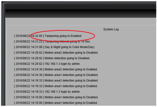 В системных событиях IP-камеры добавлено событие "Tampering going to Enabled" В системных событиях IP-камеры добавлено событие "Tampering going to Enabled"